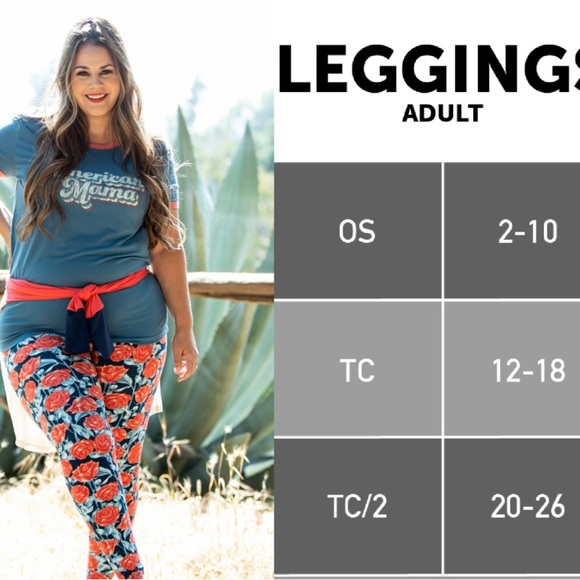 LuLaRoe Rock of Love Black w/ Red Rose & Barbed Wire Leggings One Size O/S OS - Picture 9 of 10